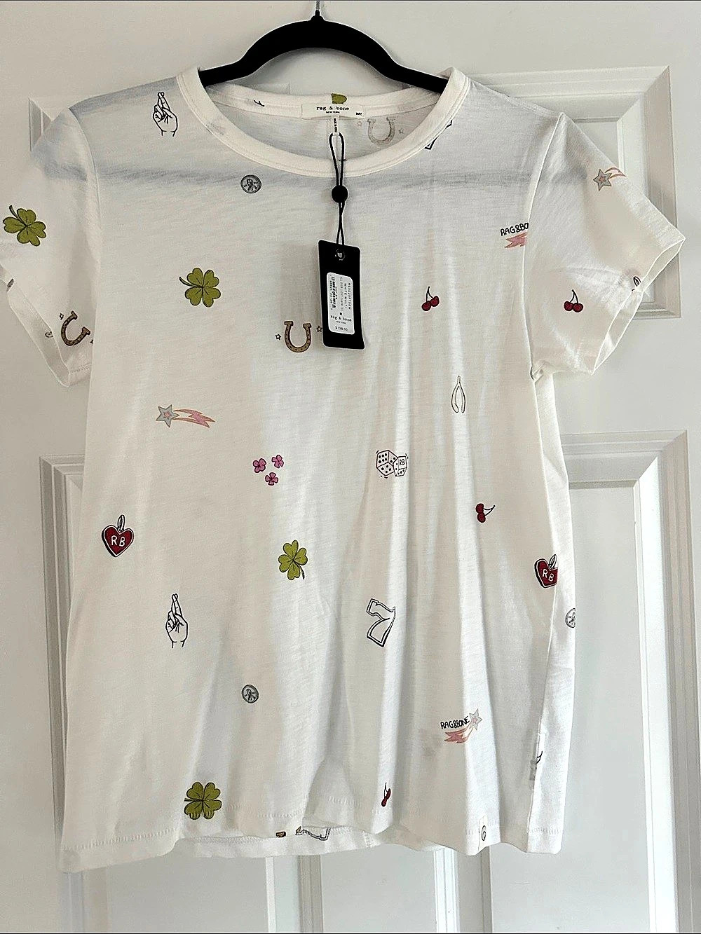 rag & bone White Multi Lucky Charm Tee Lucky Charm Tee in White Size Medium NWT